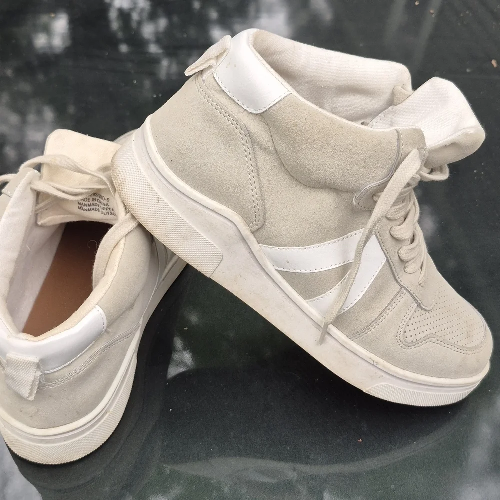 MIA Tan and White Sneakers with Breathable Design